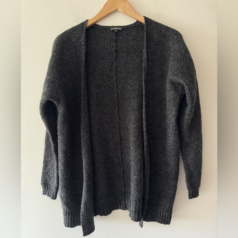 Express Dark Charcoalβ Gray Open Cardigan- Wool and Mohair Blend